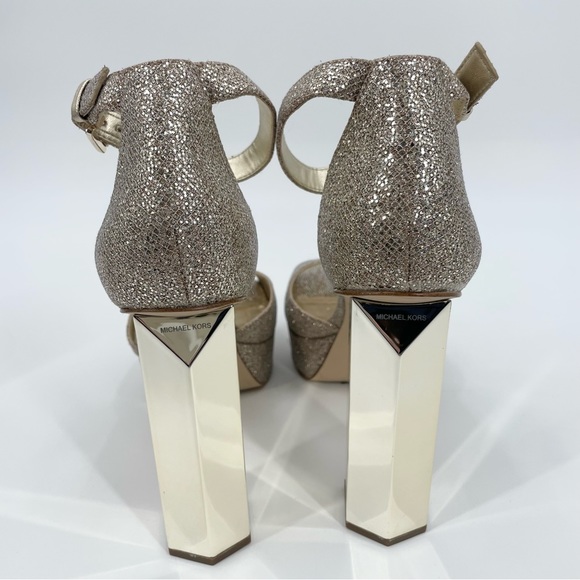 Michael Michael Kors Petra Platform Glitter High Block Heel Size 9.5 - Picture 7 of 16